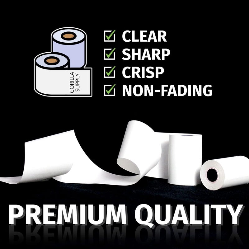 Gorilla Supply 55gsm 3 1/8 x 230 Thermal Paper Receipt Roll Clover Station Solo Duo TM-T88 T20 T90 Bixolon SRP-350 370, 3.125 x 230 ft Cash Register Paper, BPA Free, 10 Rolls - Image 5